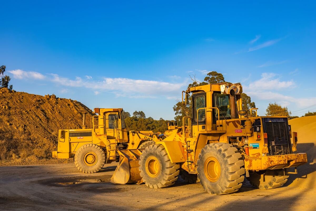 Heavy wheel loader machinery on site